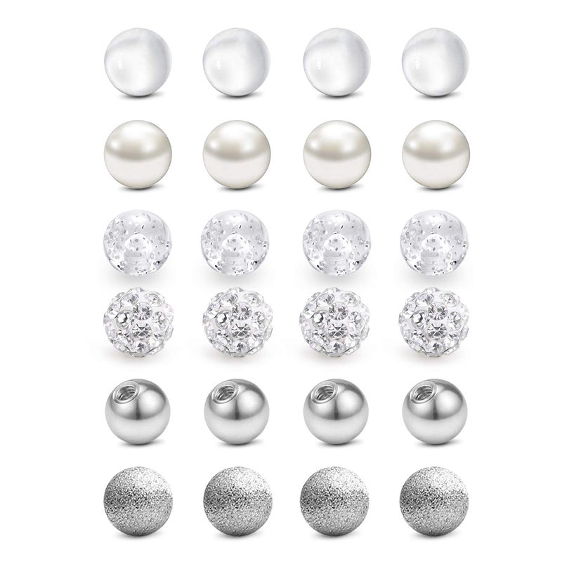 QWALIT 14g Belly Button Nipple Rings Replacement Balls 5mm Externally Threaded Surgical Steel Plastic Balls Arrow for Industrial Barbell Navel Tongue Piercing Parts 5mm - Image 1